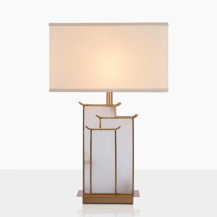 Lampe de table Albâtre & Métal Doré, forme rectangulaire. Décoration intérieure de luxe.