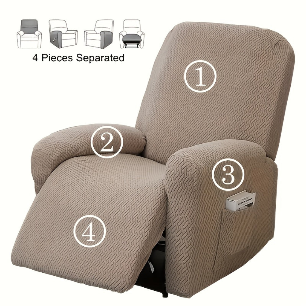 Housse de protection lavable pour fauteuil relax en microfibre grise avec poches latérales de rangement.