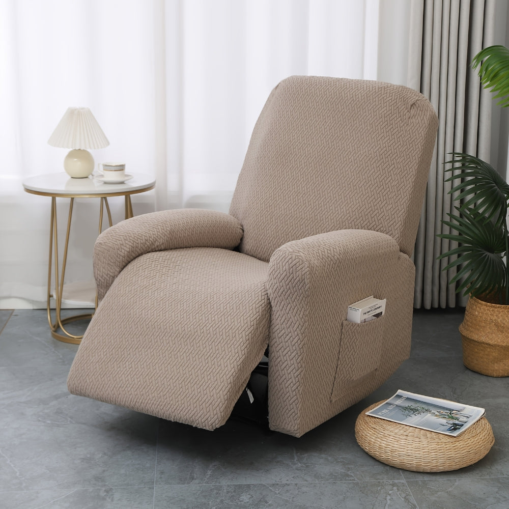 Housse pratique pour fauteuil relax avec poches intégrées, microfibre douce, pour un salon organisé et stylé.