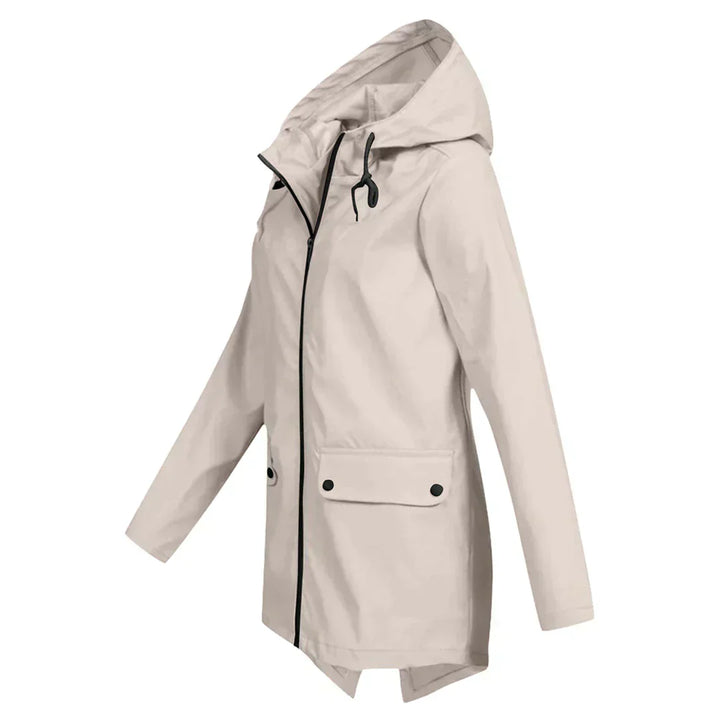 Manteau de pluie long femme chic, protection coupe-vent et imperméable pour toutes les intempéries.