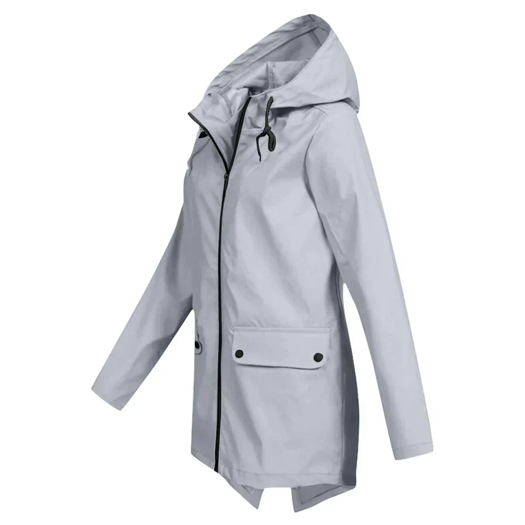 Manteau de pluie long femme pour temps humide, protection élégante contre les intempéries, coupe-vent.