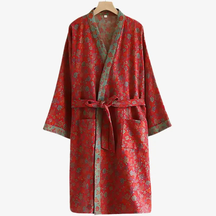 Peignoir kimono femme ultra-doux et réversible, sensation de luxe et bien-être pour la maison.