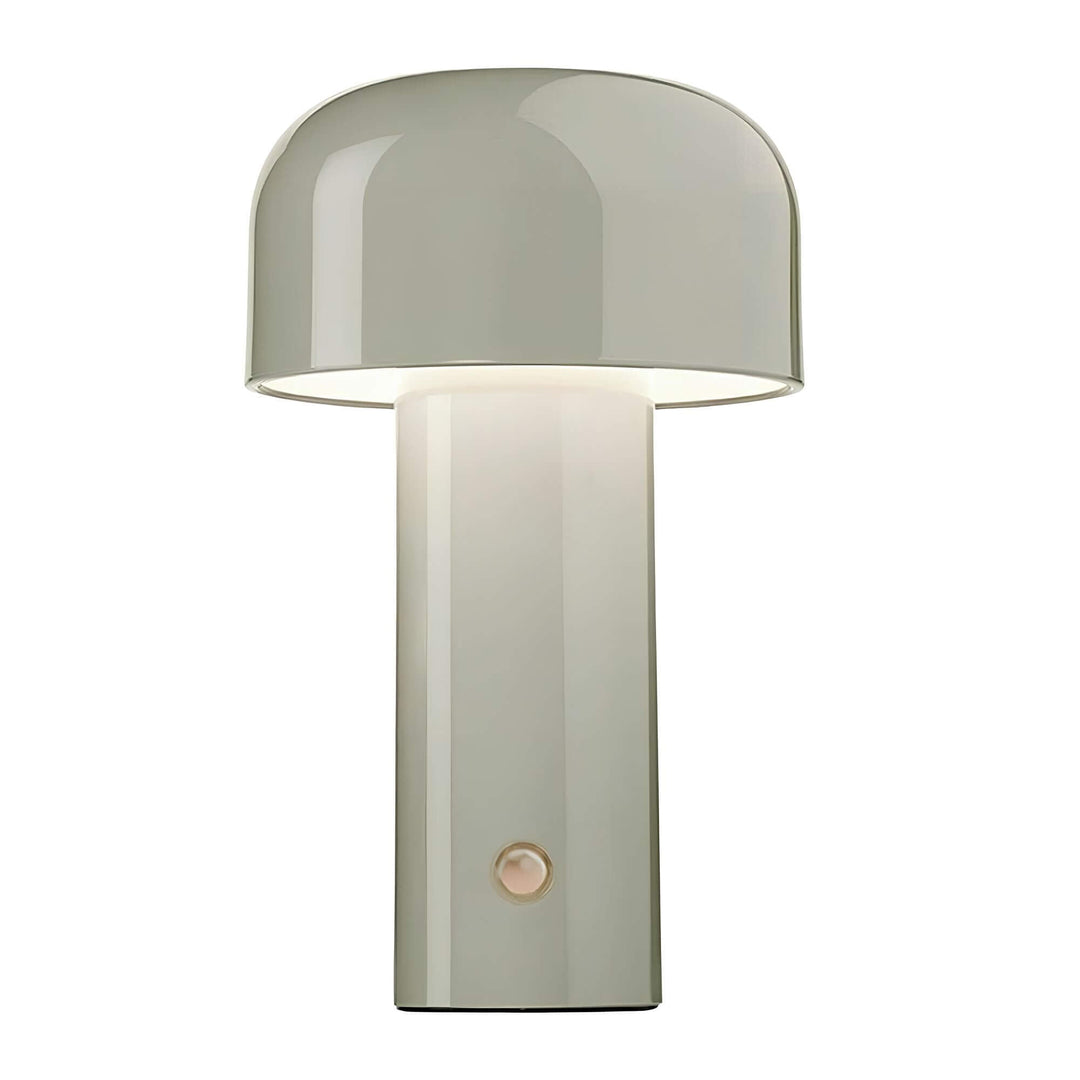 Détail de la lampe de table vintage LED sans fil, avec bouton de réglage de la luminosité dimmable.