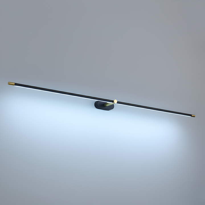 Applique murale LED design, noire/dorée, idéale pour apporter une touche moderne à l'intérieur.