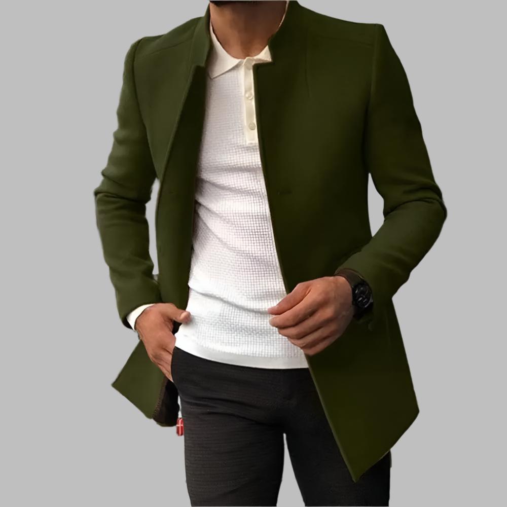 Manteau homme élégant, parfait pour un look business chic ou casual raffiné en automne et hiver.