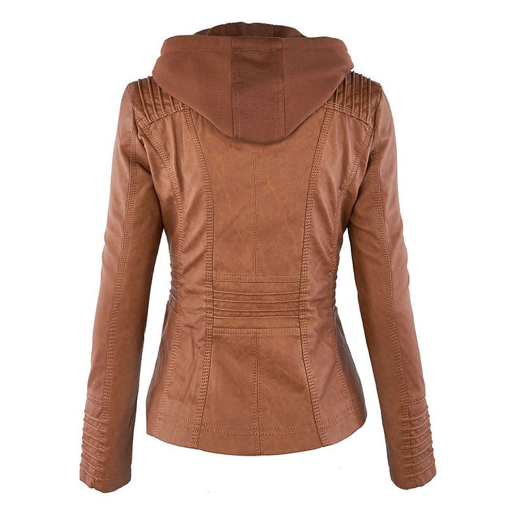 Veste femme légère et stylée marron, imperméable, avec capuche pour protection pluie et vent.