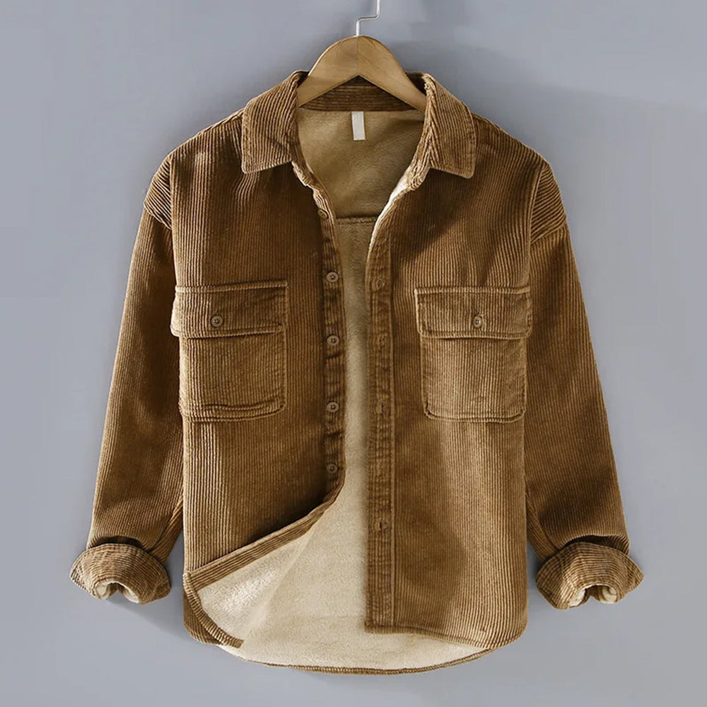 Veste polaire côtelée chaude pour homme, coupe classique et élégante pour l'hiver.