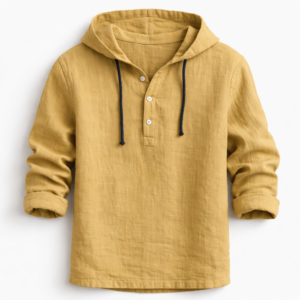 Chemise homme casual à capuche, style moderne et décontracté, idéale pour le printemps.