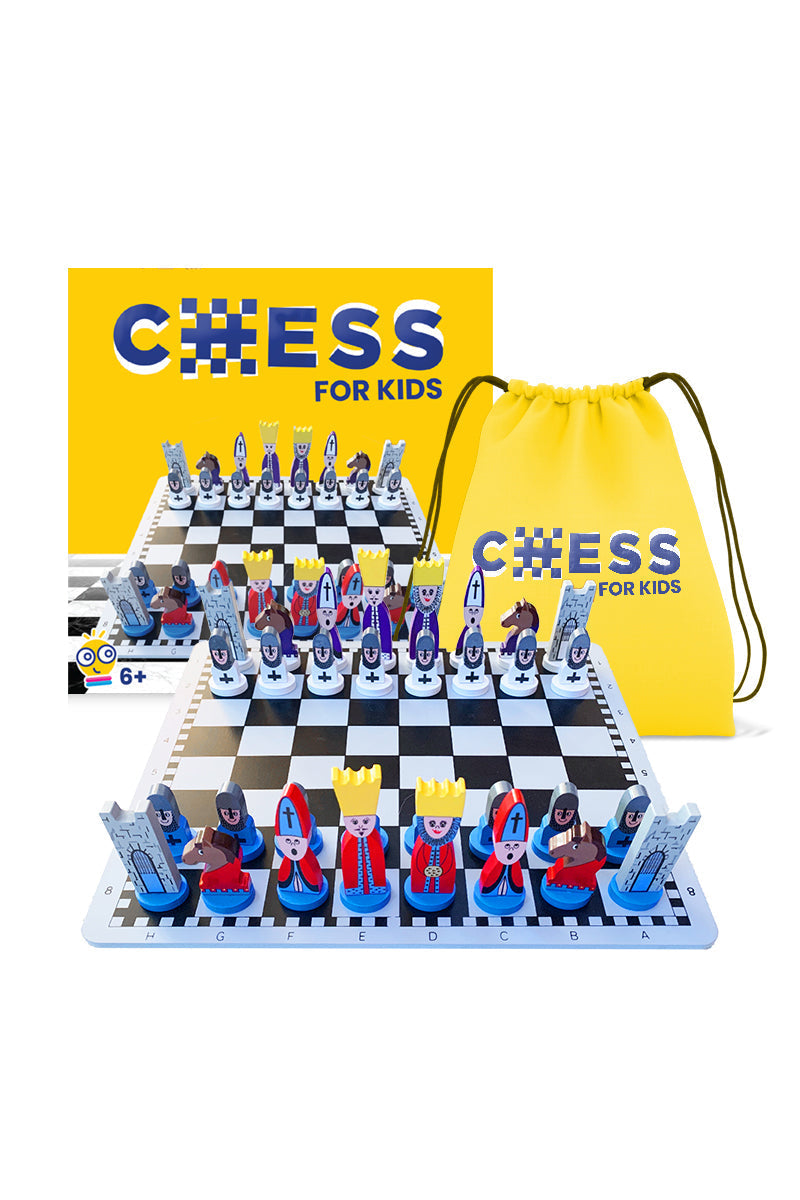 Jeu d'échecs en bois robuste pour enfants, idéal pour apprendre la logique, la stratégie et l'éducation.