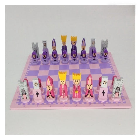 Plateau et pièces d'échecs en bois pour enfants, jeu de société éducatif pour la pensée stratégique et logique.