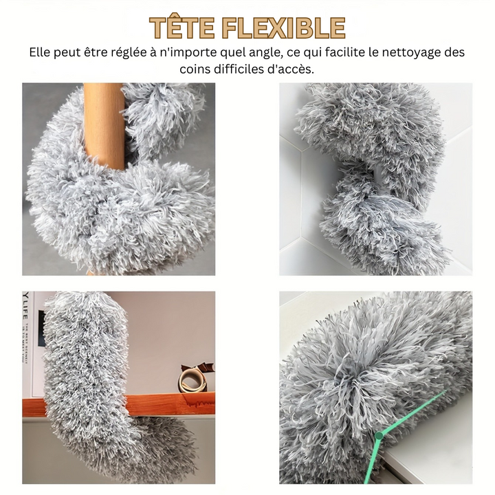 Plumeau LuxeDust en microfibre télescopique, un indispensable pour un nettoyage en hauteur et anti-allergène.