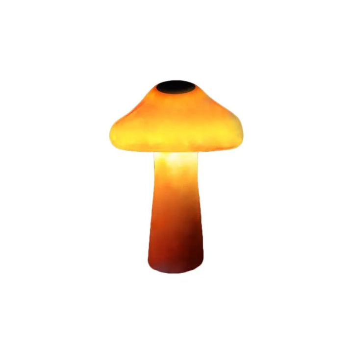 Ensemble de lampes LED champignons orange en résine. Éclairage décoratif de jardin résistant aux intempéries.
