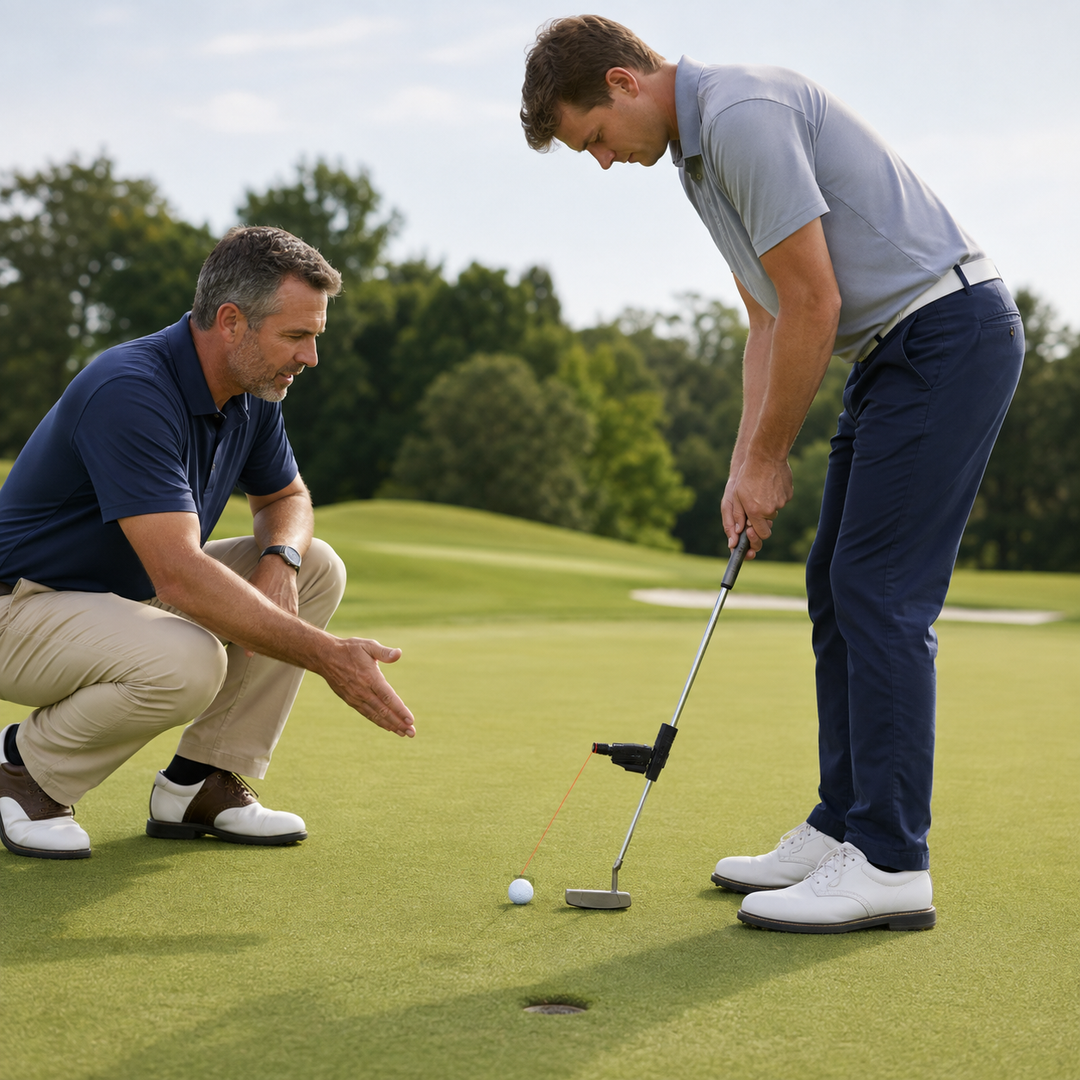 Pratiquez le golf partout avec l'outil d'alignement putter portable LASERPUTT PRO.
