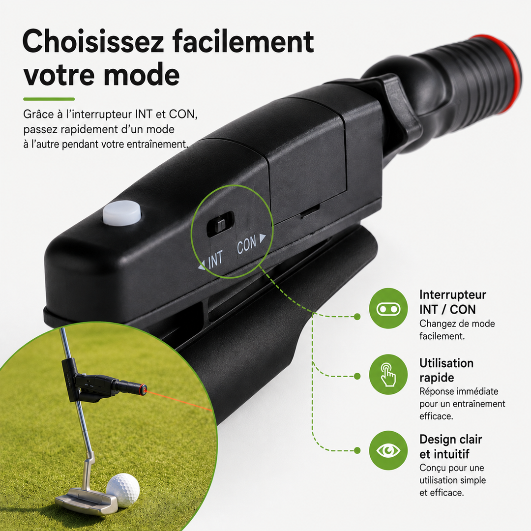 Accessoire golf LASERPUTT PRO, pour un entraînement d'alignement de putter efficace.