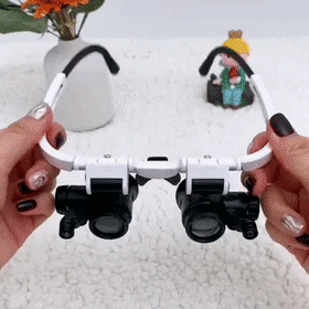Loupe lunettes LED mains libres, idéal pour l'électronique, la bijouterie et le modélisme.