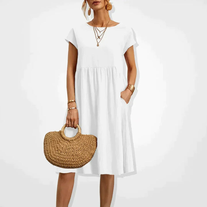 Robe d'été femme polyvalente, chic et confortable. Style empire avec poches, légère pour toutes occasions.