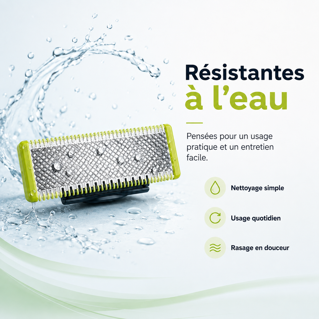 Kit de lames de rechange pour rasoir électrique, pour un rasage doux et sans irritation.