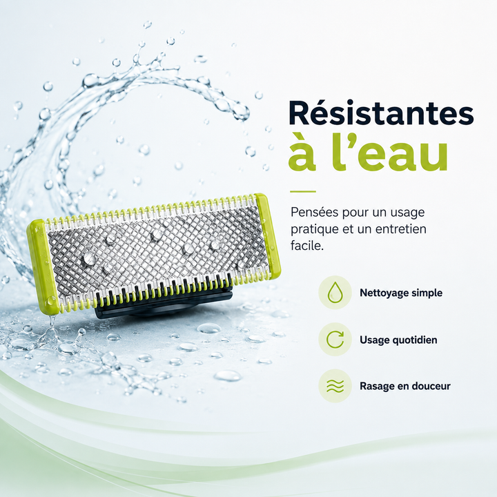 Kit de lames de rechange pour rasoir électrique, pour un rasage doux et sans irritation.