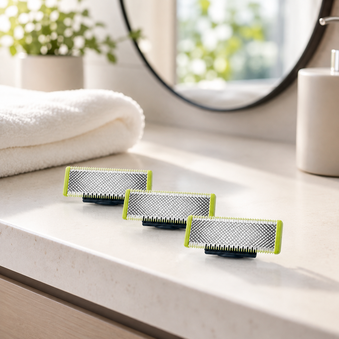 Kit de lames de rechange pour rasoir électrique, accessoire indispensable pour hygiène masculine.