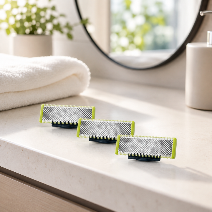 Kit de lames de rechange pour rasoir électrique, accessoire indispensable pour hygiène masculine.
