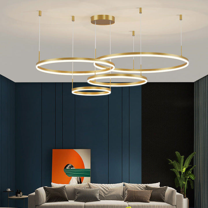 Lampe à suspension LED design pour salon et salle à manger. Éclairage moderne et ambiance lumineuse réglable.