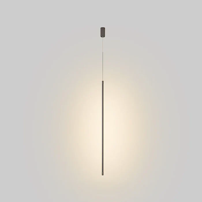 Suspension LED minimaliste, éclairage tube fin, adaptable pour salon, cuisine ou chambre à coucher.