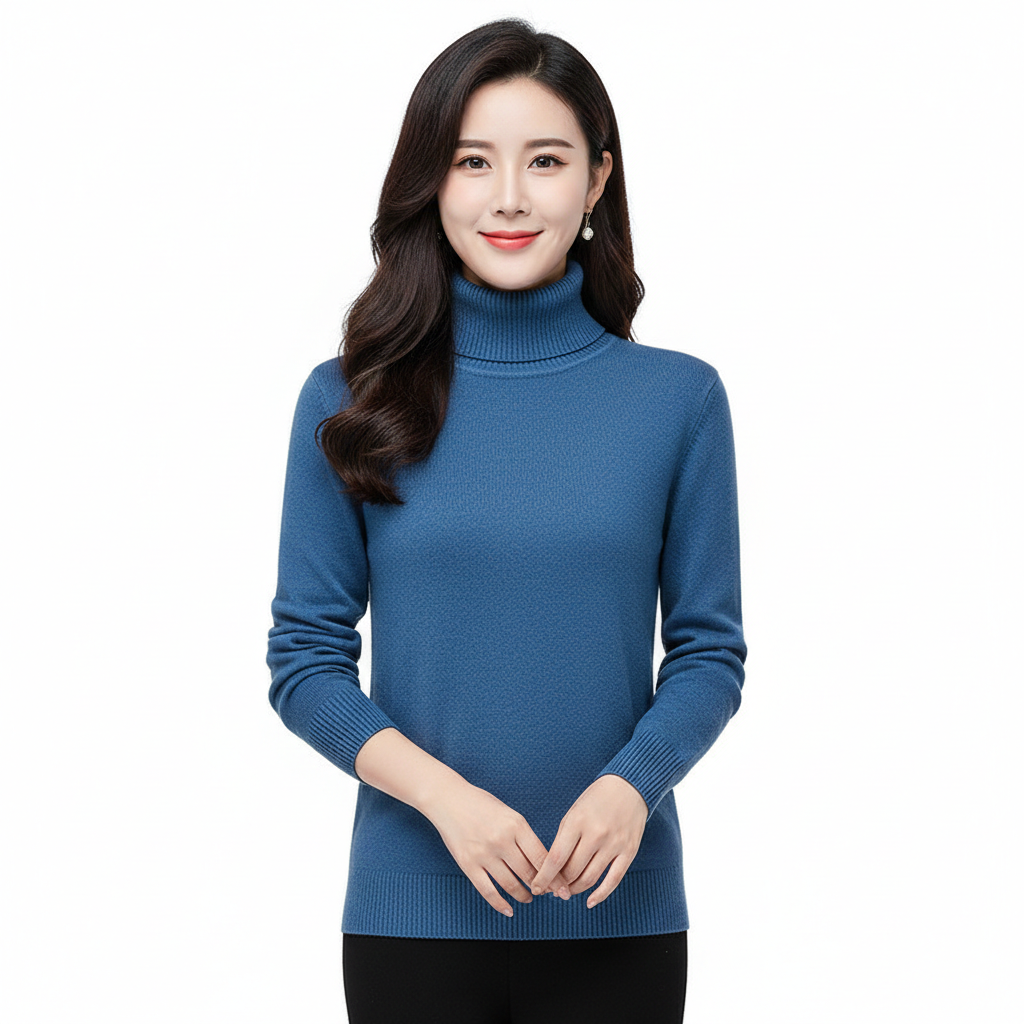 Vêtement femme: pull col roulé ajusté, élégant. Un essentiel confortable pour un style polyvalent bureau/quotidien.