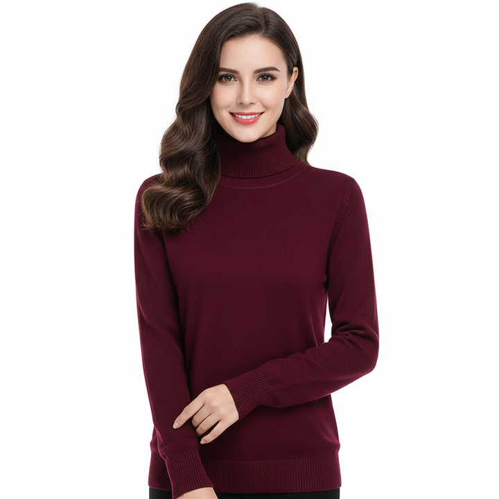 Silhouette chic: pull femme col roulé, coupe ajustée. Pour un look élégant en mode automne/hiver, confortable.