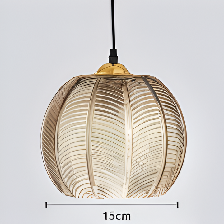 Lampe plafond LeafyRib design rétro, suspension moderne idéale pour une décoration élégante et chic.