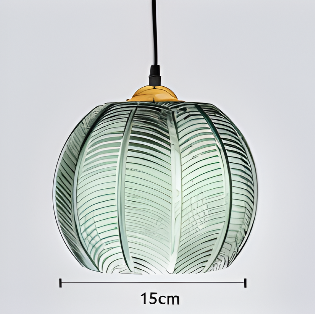 Suspension LeafyRib moderne, éclairage intérieur élégant avec lumière douce LED, style rétro chic.