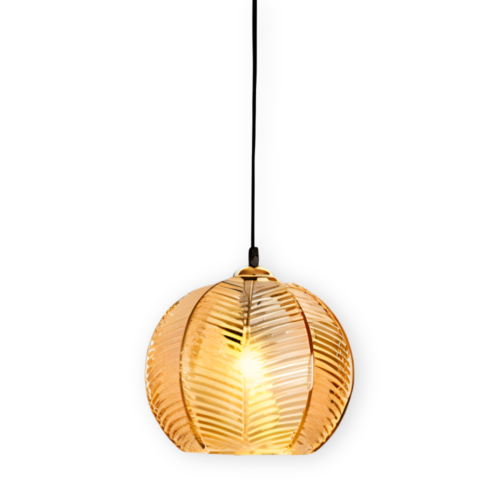 Lampe suspendue LeafyRib avec éclairage LED économique, design rétro moderne pour une lumière douce.