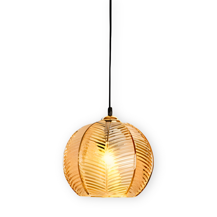 Lampe suspendue LeafyRib avec éclairage LED économique, design rétro moderne pour une lumière douce.