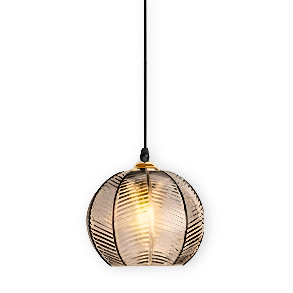 Suspension LeafyRib, éclairage intérieur LED élégant, design rétro-moderne, lumière d'ambiance parfaite.