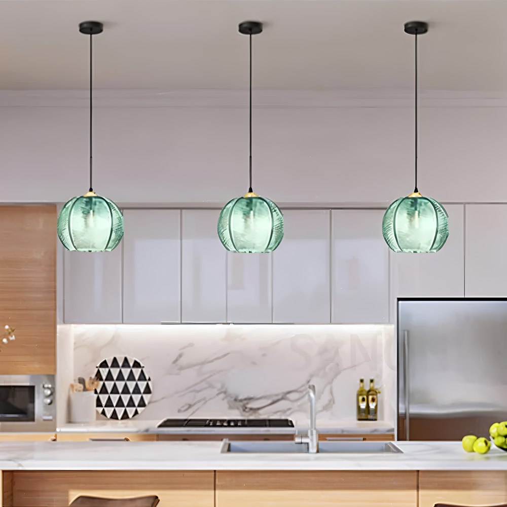 Luminaire suspendu LeafyRib, lumière douce LED pour ambiance chaleureuse au salon ou chambre, style rétro.
