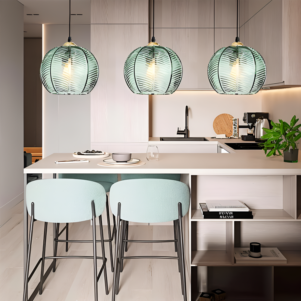 Suspension LeafyRib moderne, design élégant pour éclairage intérieur contemporain, style scandinave, LED.