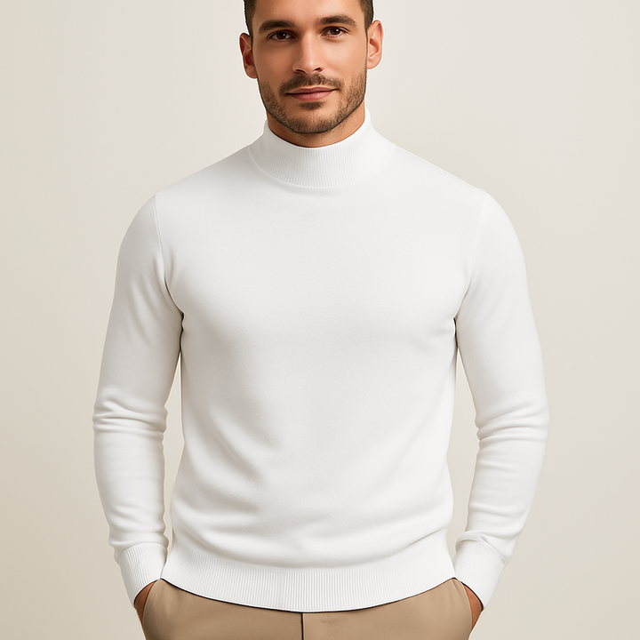 Pull homme confortable en maille douce, idéal pour rester au chaud avec style pendant l'hiver.