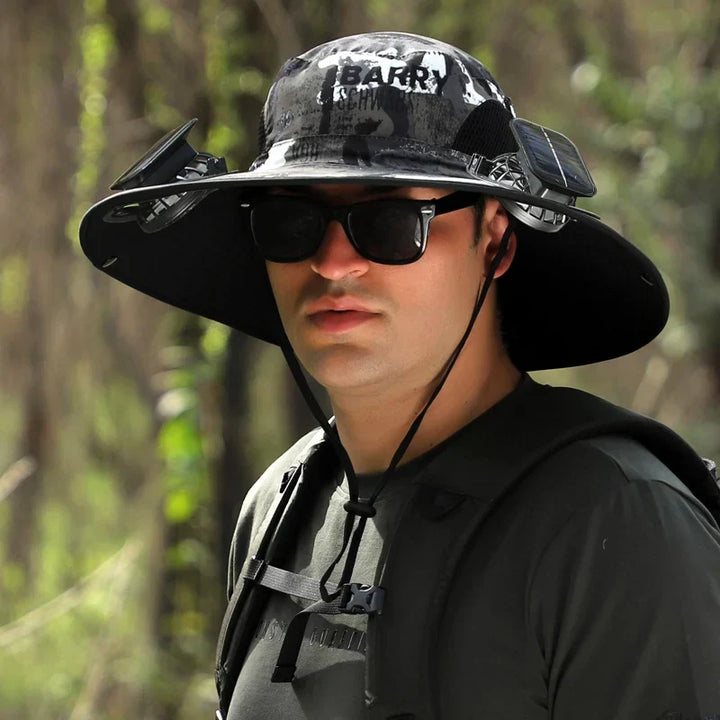 Casquette unisexe pour le voyage avec ventilateur solaire. Protection anti-UV et anti-chaleur pour vos aventures.