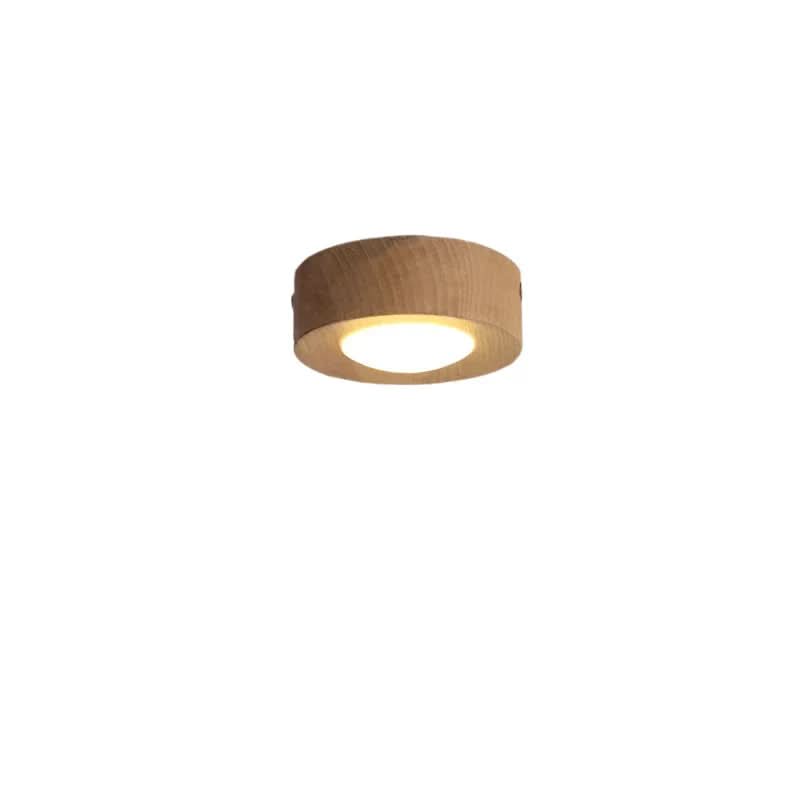 Luminaire de plafond LED design en bois naturel (noyer), ambiance chaleureuse et moderne, très écoénergétique.