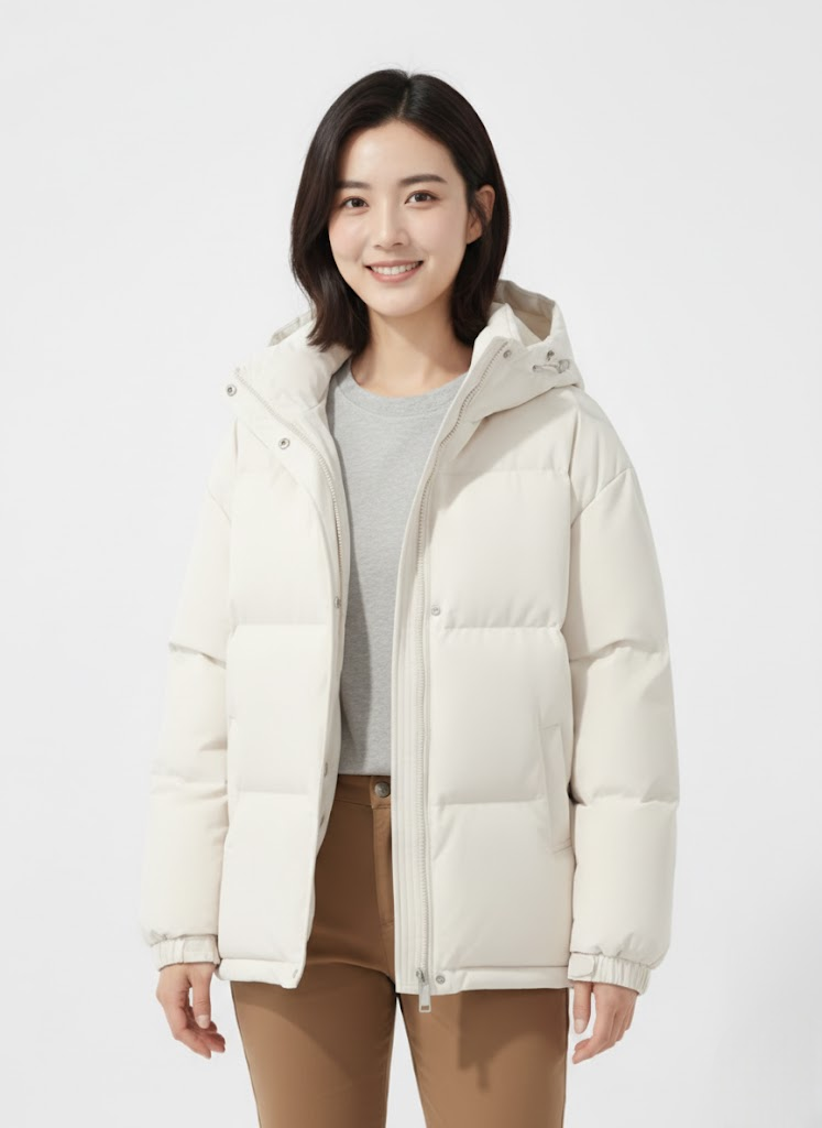 Femme portant la doudoune légère Lilah en extérieur, style urbain chic, idéale pour l'hiver.