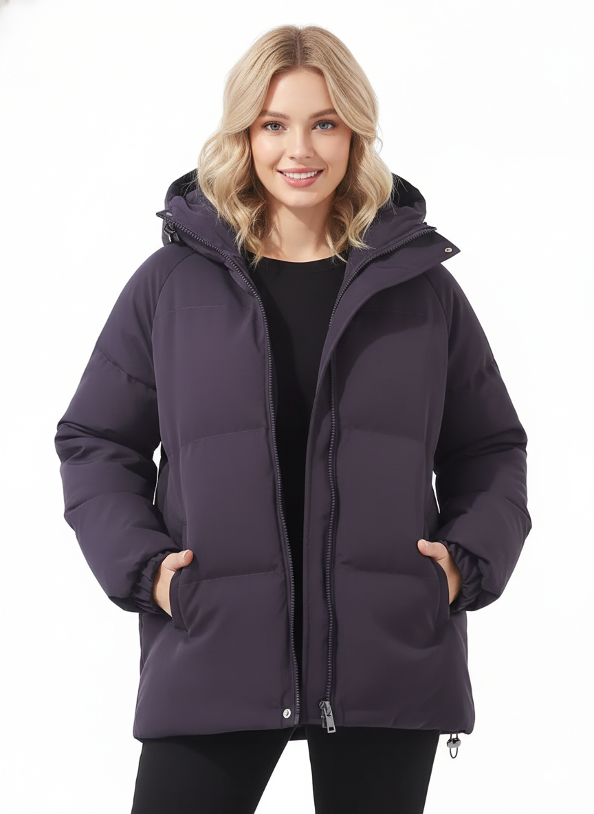 Vêtement chaud femme Lilah couleur beige, polyvalent pour affronter l'hiver avec style et confort.