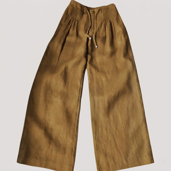 Pantalon femme en coton confortable, taille élastique pour un ajustement facile, coupe ample et fluide.