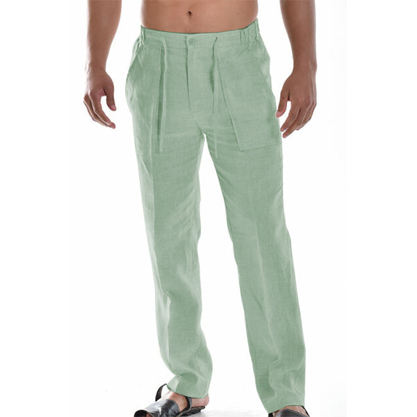 Pantalon lin homme polyvalent, parfait pour la plage ou les sorties estivales décontractées.