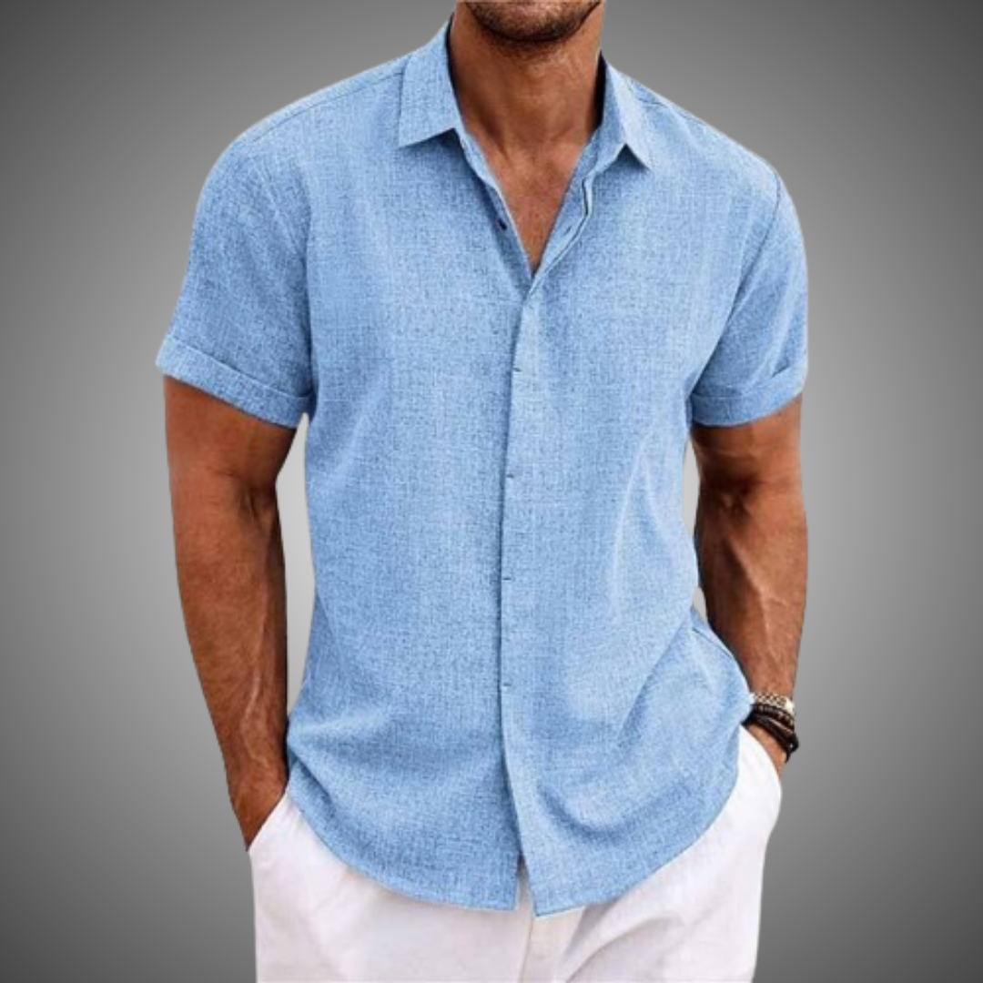 Chemise casual homme Lorenz à col revers et manches courtes, offrant confort et style moderne.