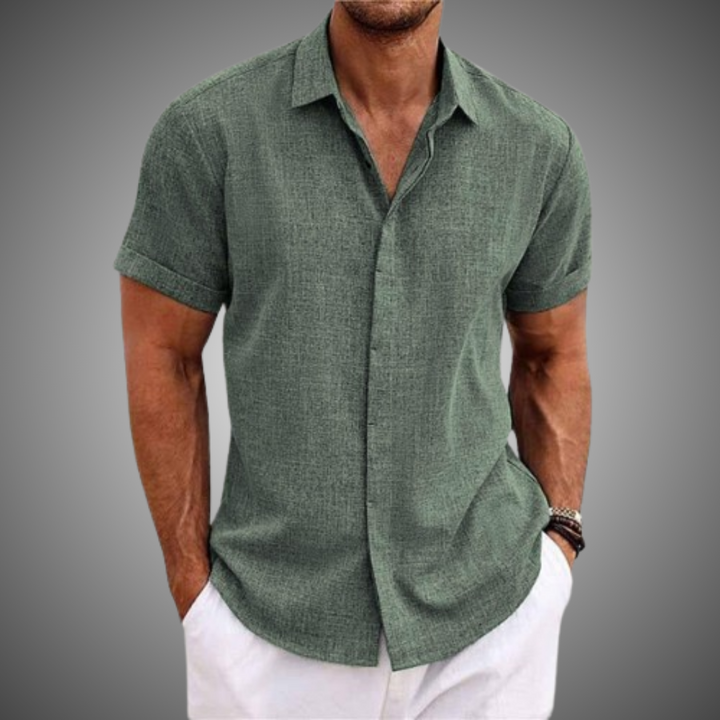 Chemise casual homme Lorenz, manches courtes, col revers, style élégant et confortable pour été/printemps.