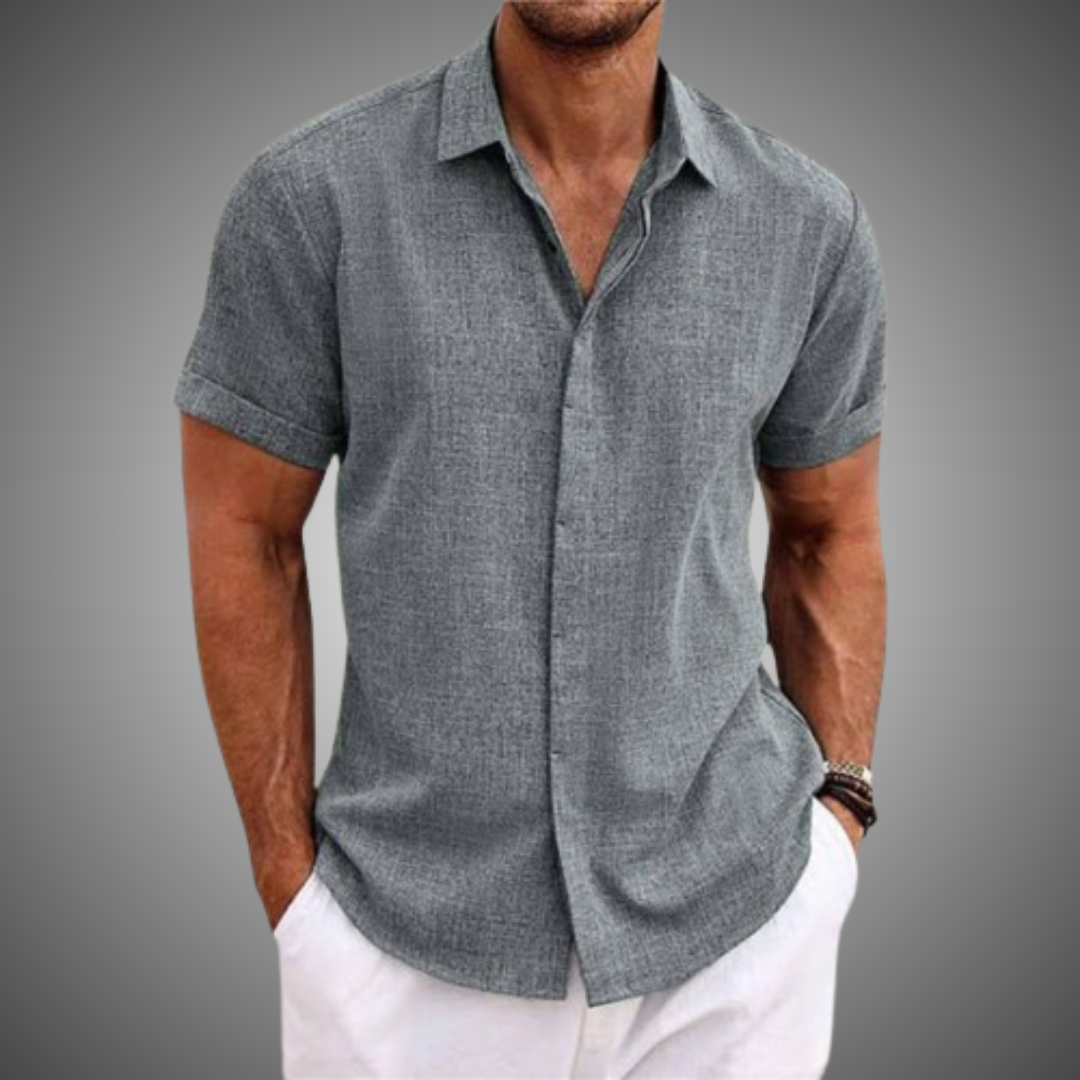Mode masculine : Chemise homme Lorenz polyvalente, manches courtes, style décontracté-chic pour l'été.