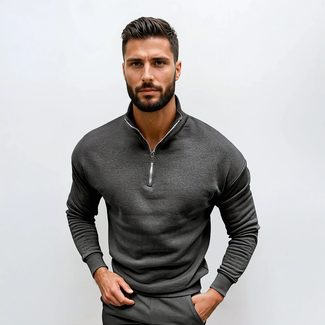 Pull demi-zip homme Lorence, look contemporain, idéal pour un style urbain et élégant.