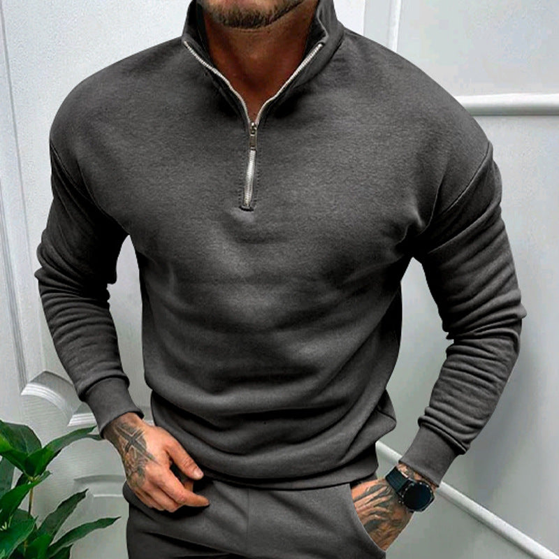 Pull homme demi-zip Lorence, col montant, un vêtement élégant et moderne pour le froid.