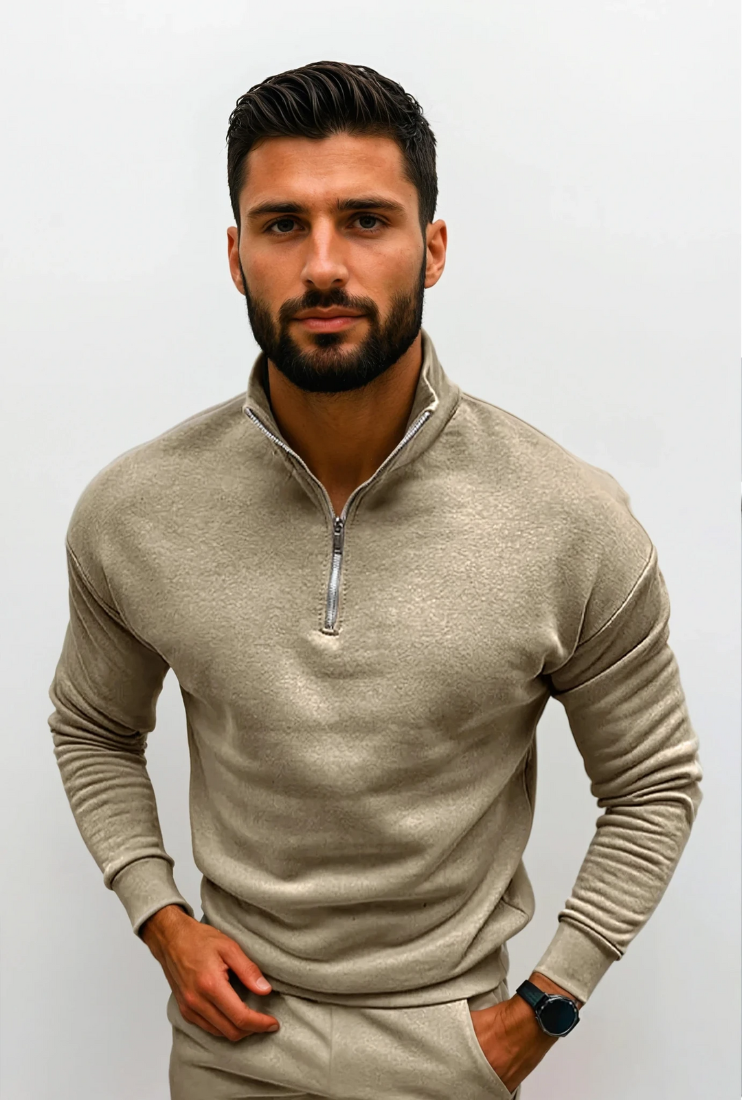 Pull Lorence homme, demi-zip, vêtement chic, maille douce pour un confort maximal.