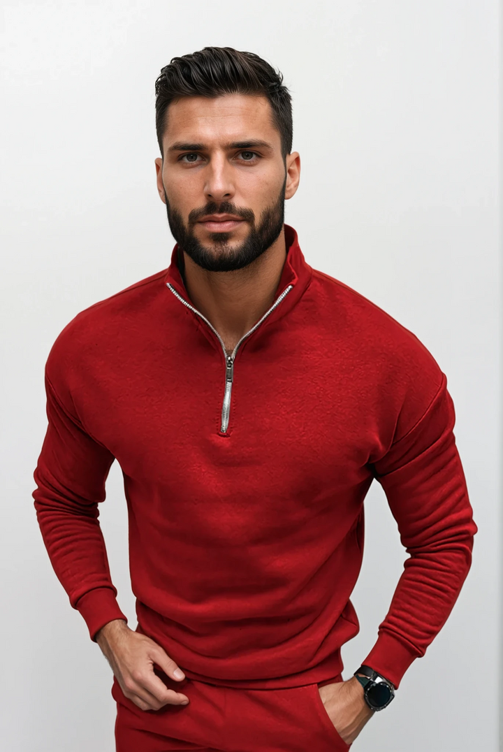 Pull homme demi-zip Lorence, maille fine, look moderne et sophistiqué pour l'hiver.