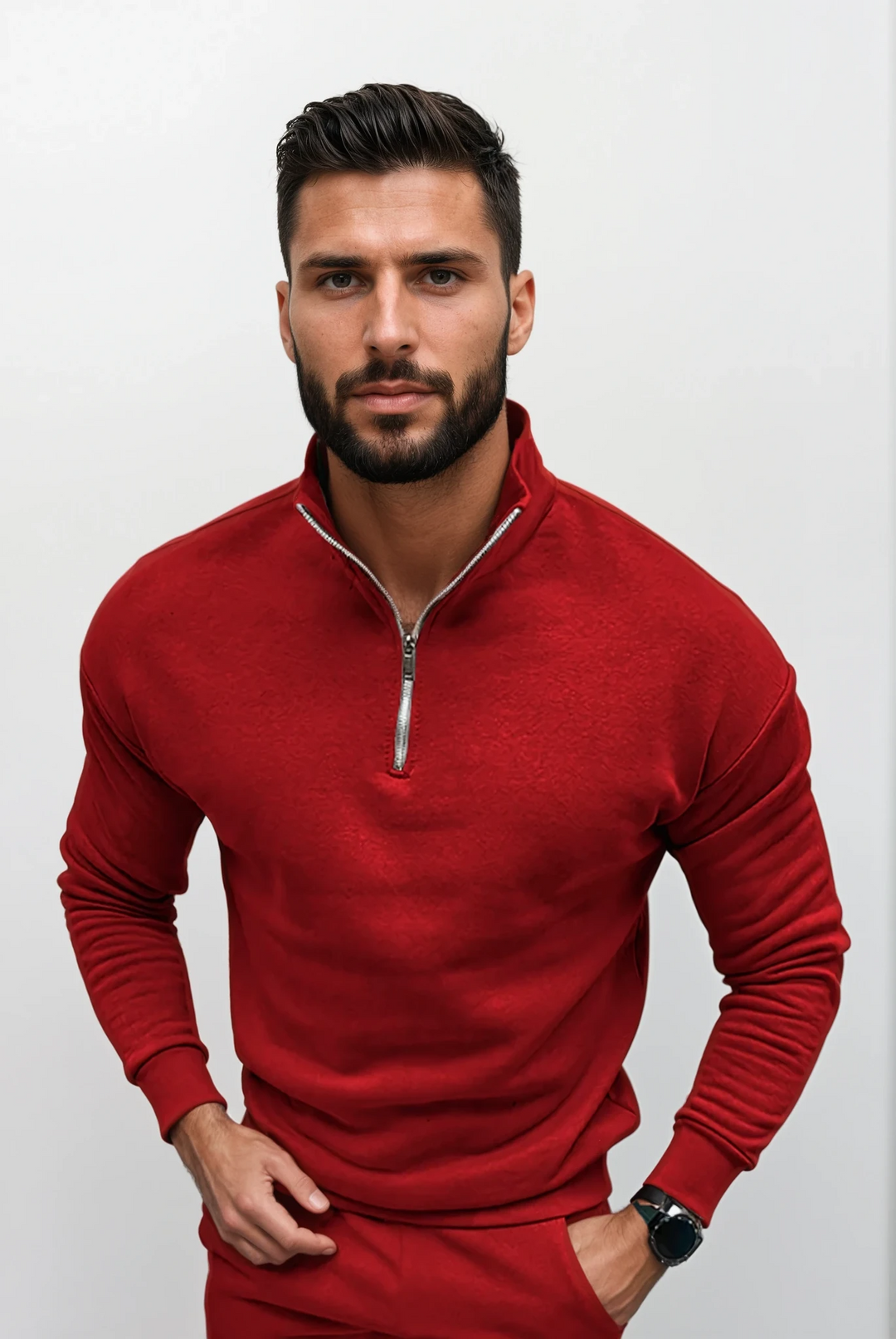 Pull Lorence homme demi-zip, maille texturée, parfait pour superposer en automne-hiver.